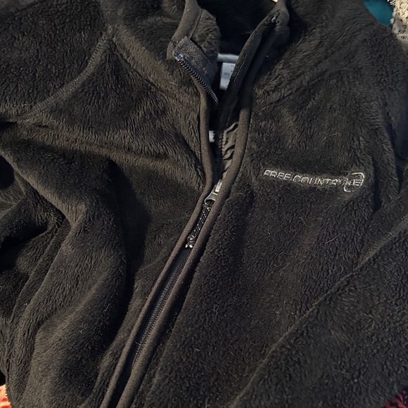 Free Country Black Fuzzy Warm Fleece Jacket Outdoor Hiking Active - Picture 7 of 8